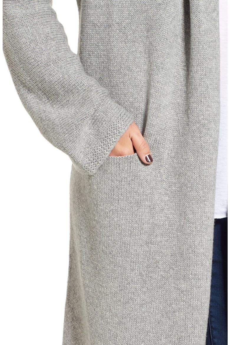 Easy Fit Long Cotton Blend Cardigan, Alternate, color, GREY MEDIUM HEATHER