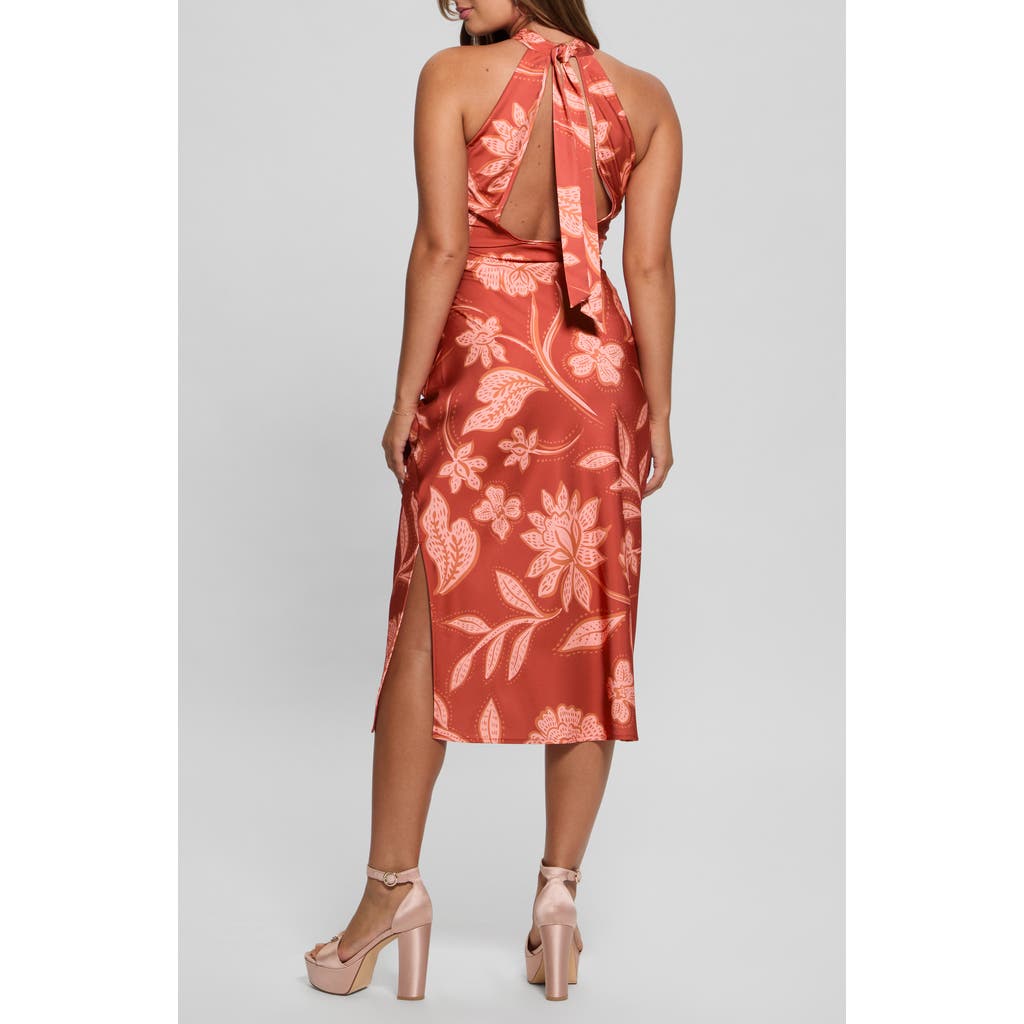 Guess Marsha Halter Satin Cocktail Dress In Multi