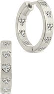 Sterling Forever Cubic Zirconia Heart Station Hoop Earrings