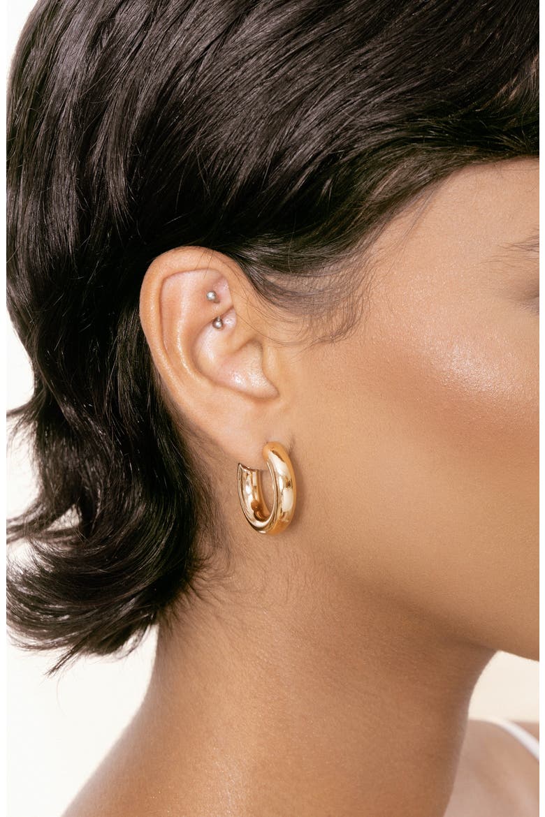 Small Thick Classic Hoop Earrings, Alternate, color, GOLD