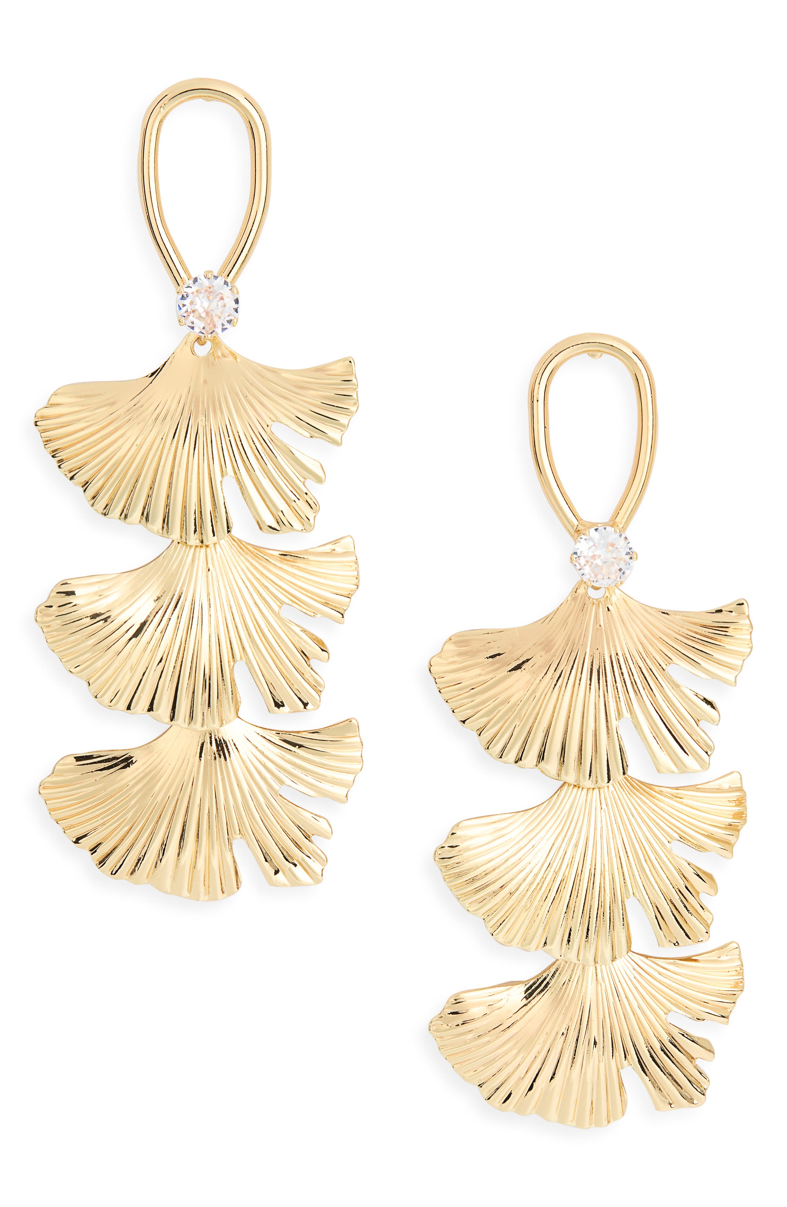 Fan Shape Linear Drop Earrings