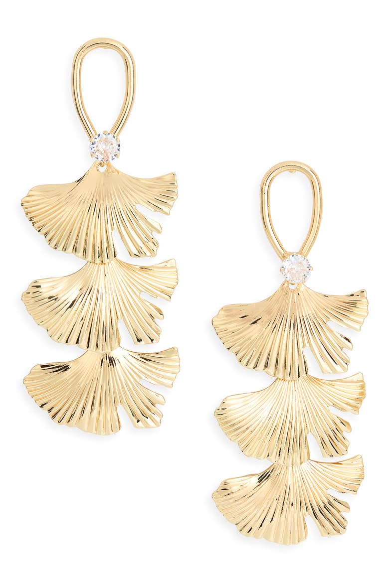 Fan Shape Linear Drop Earrings, Main, color, GOLD