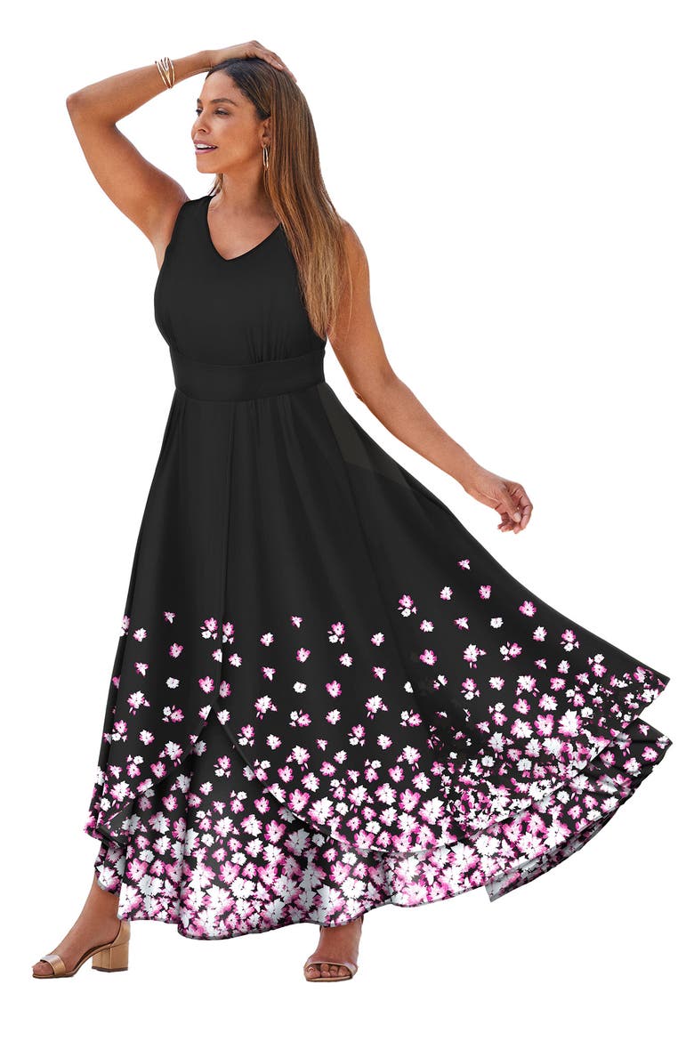 jessica london flyaway maxi dress Jessica London Women's Plus Size Petite Georgette Flyaway Maxi Dress
