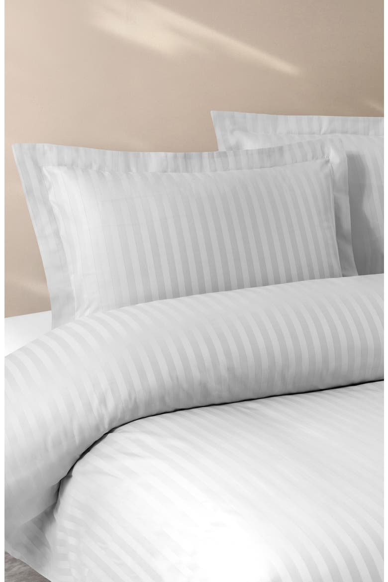 Stripe Sateen Duvet Cover & Sham Set, Alternate, color, GREY