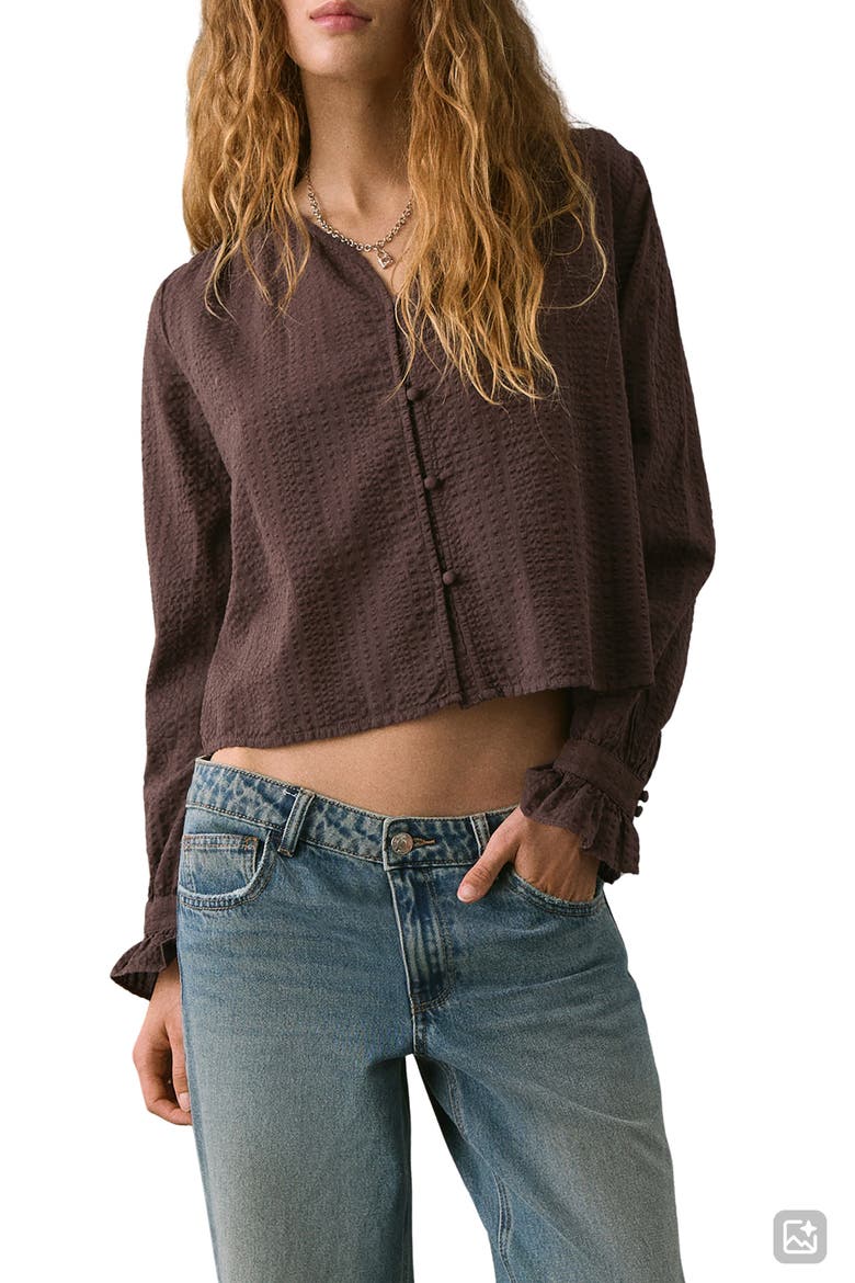 Long Sleeve Woven Shirt, Main, color, BROWN