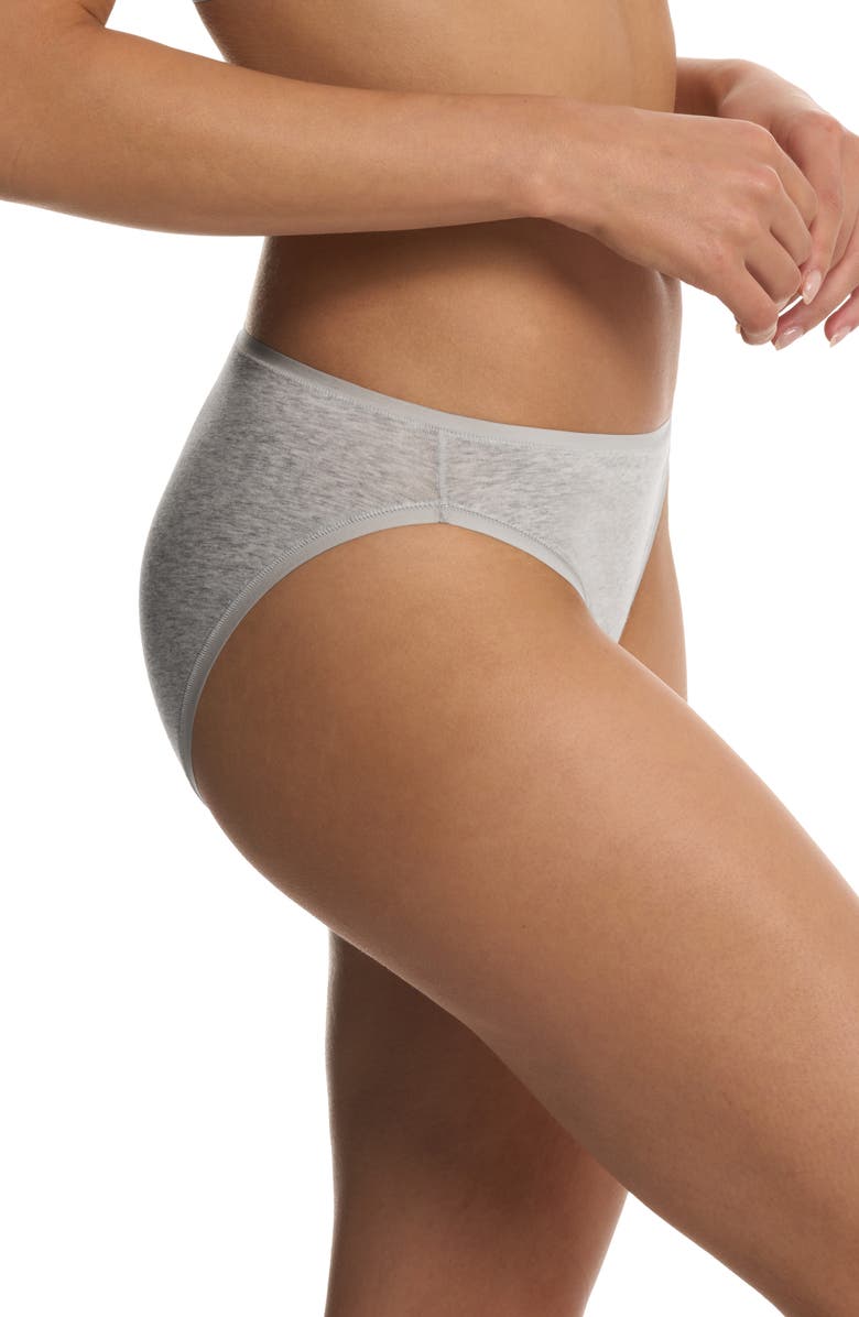 Natori Bliss Bare Cotton Bikini, Alternate, color, Light Grey Heather