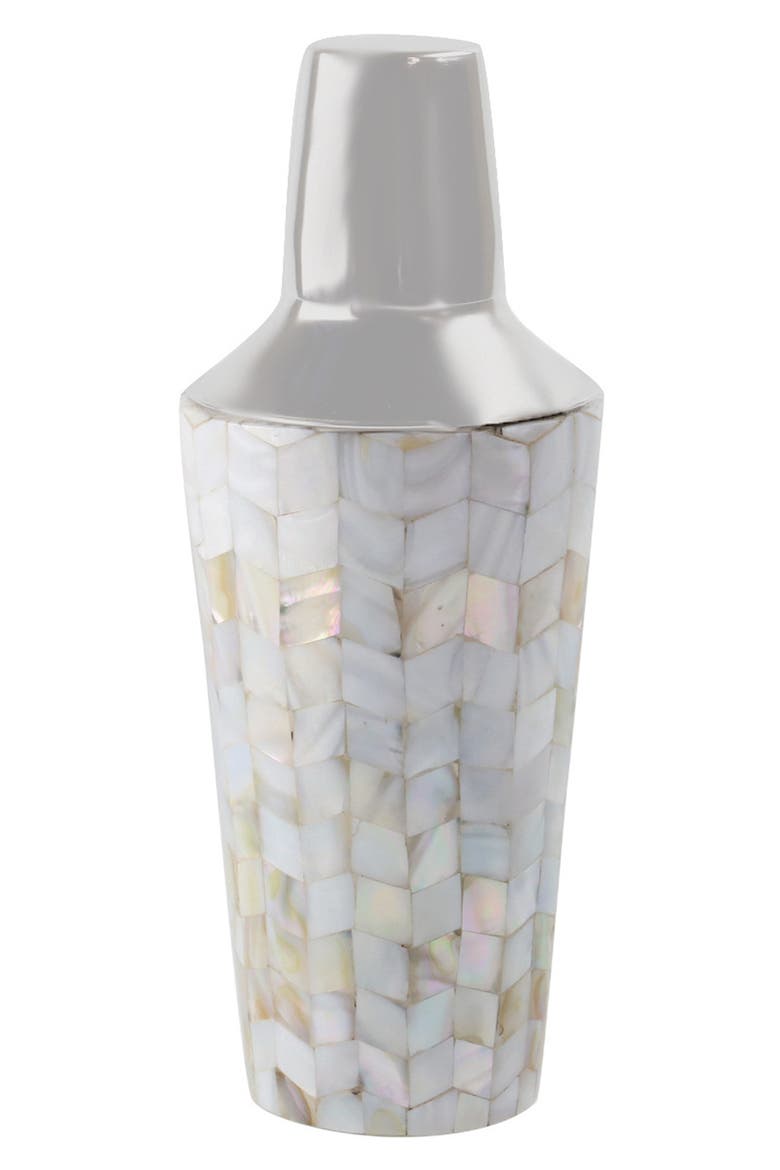 Mother of Pearl Mosaic Cocktail Shaker, Main, color, PEARL