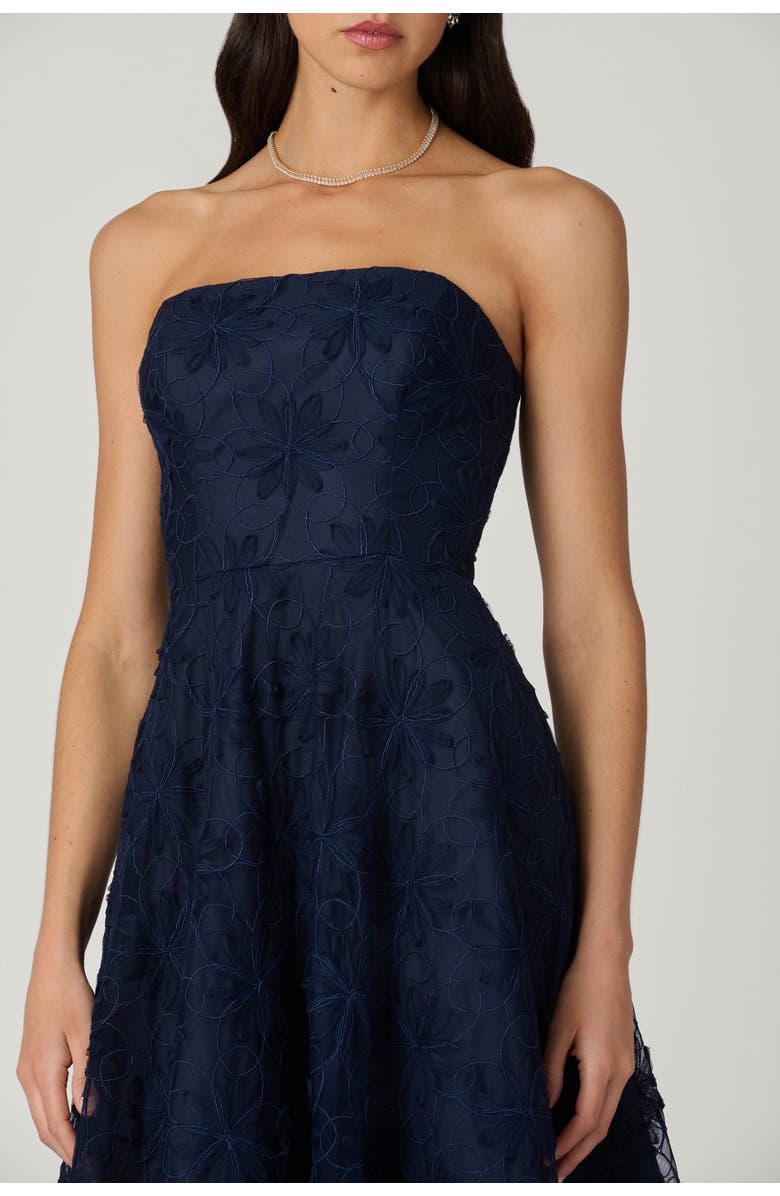 Shoshanna Midnight McCall Embroidered Mesh Dress, Alternate, color, Navy