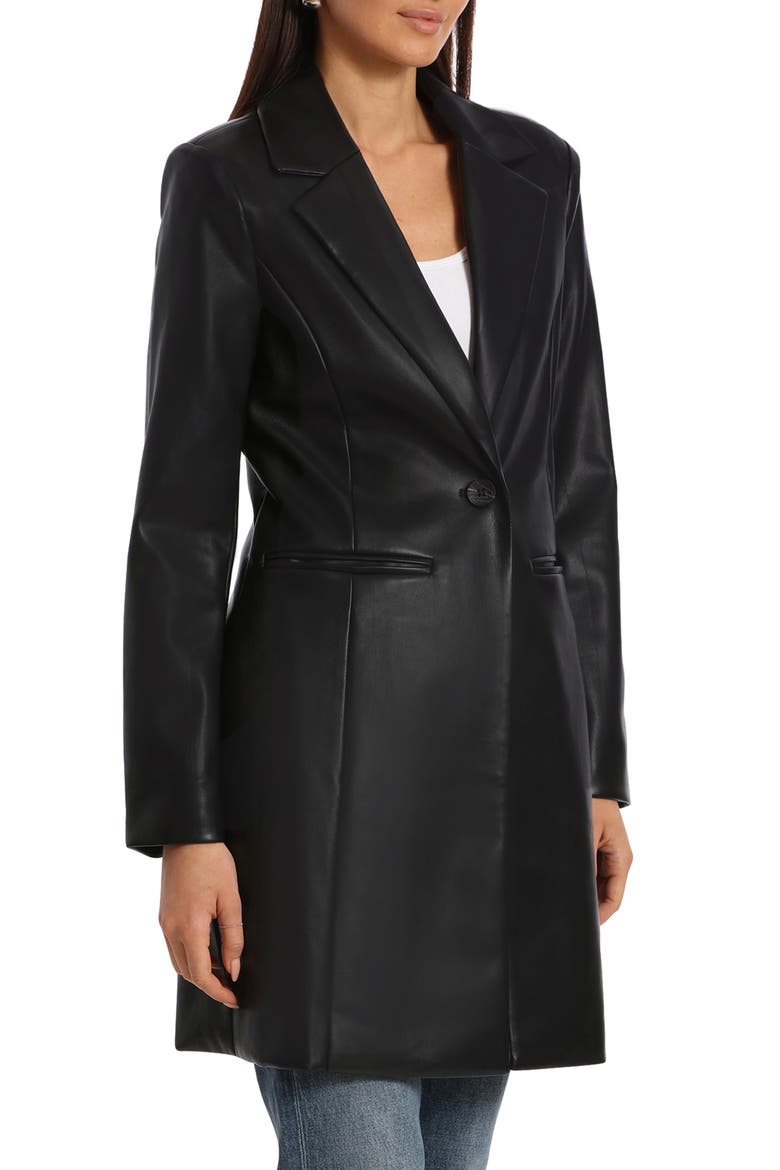 Faux-Ever Leather™ Longline Blazer, Alternate, color, BLACK