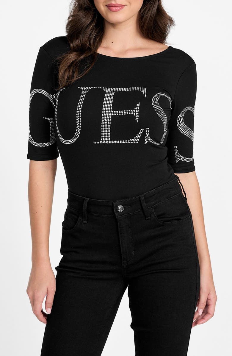 GUESS Bling Lowback Bodysuit, Main, color,