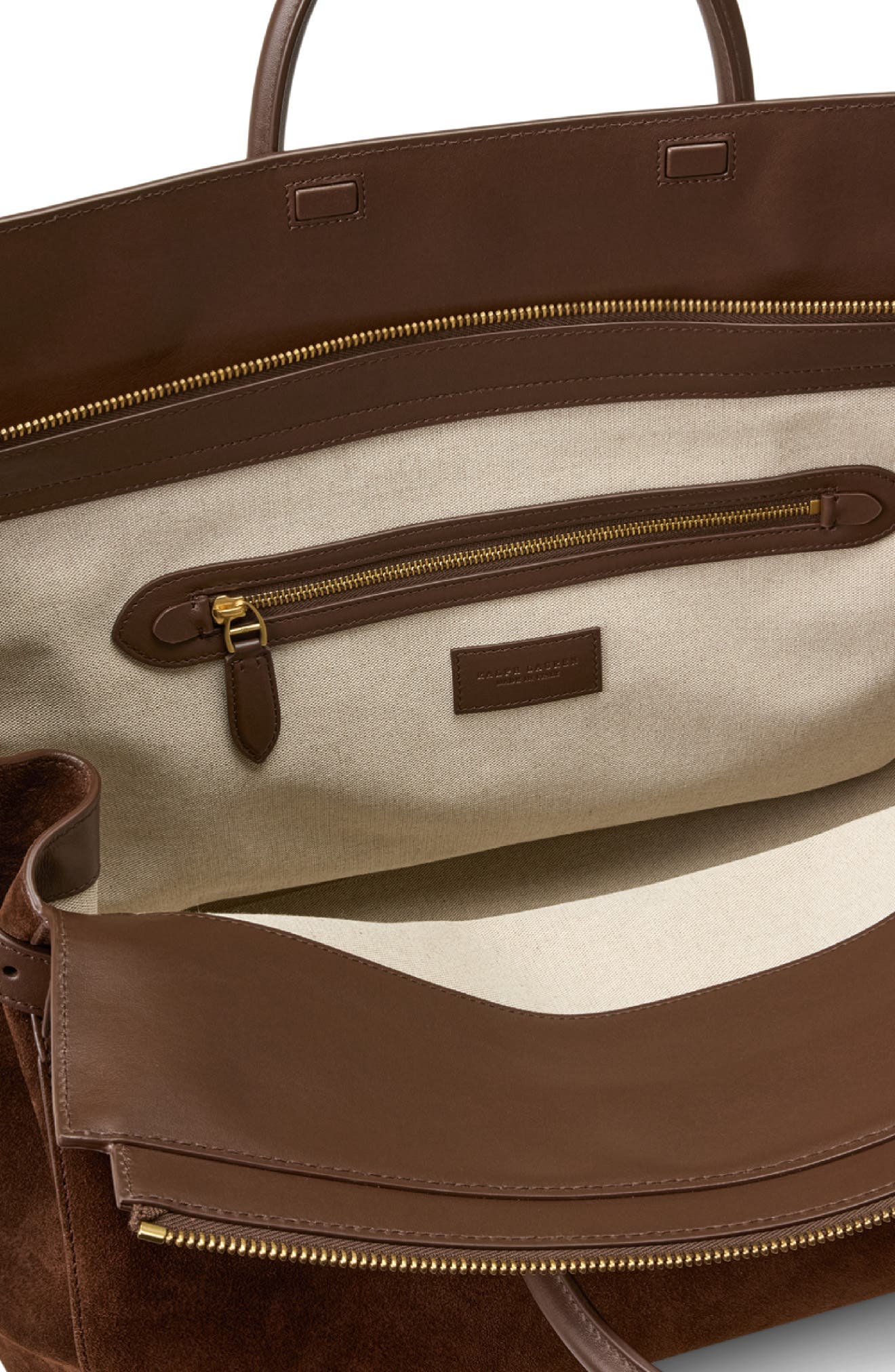 Calfskin Suede Duffle Bag, Alternate, color, MOCHA