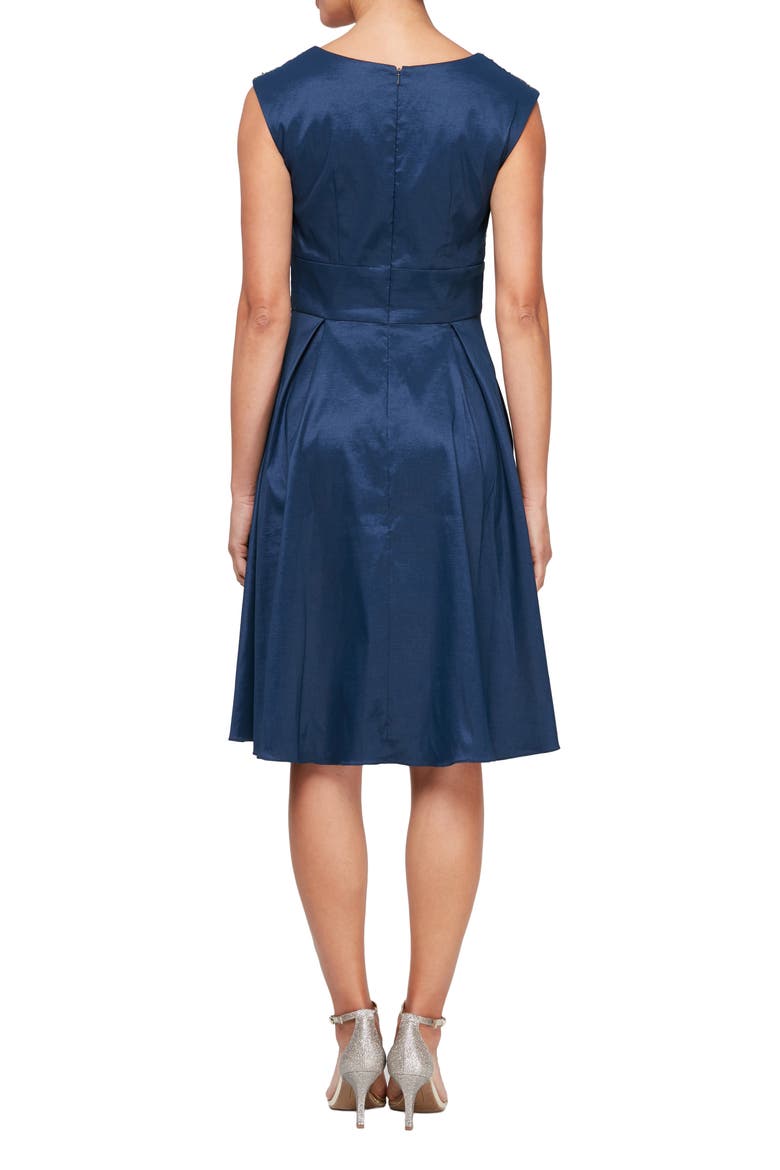 Floral Sequin Shoulder A-Line Dress, Alternate, color, NAVY