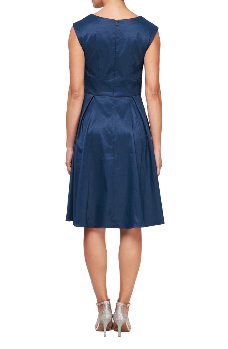 Alex Evenings Floral Sequin Shoulder A-Line Dress, Alternate, color, 