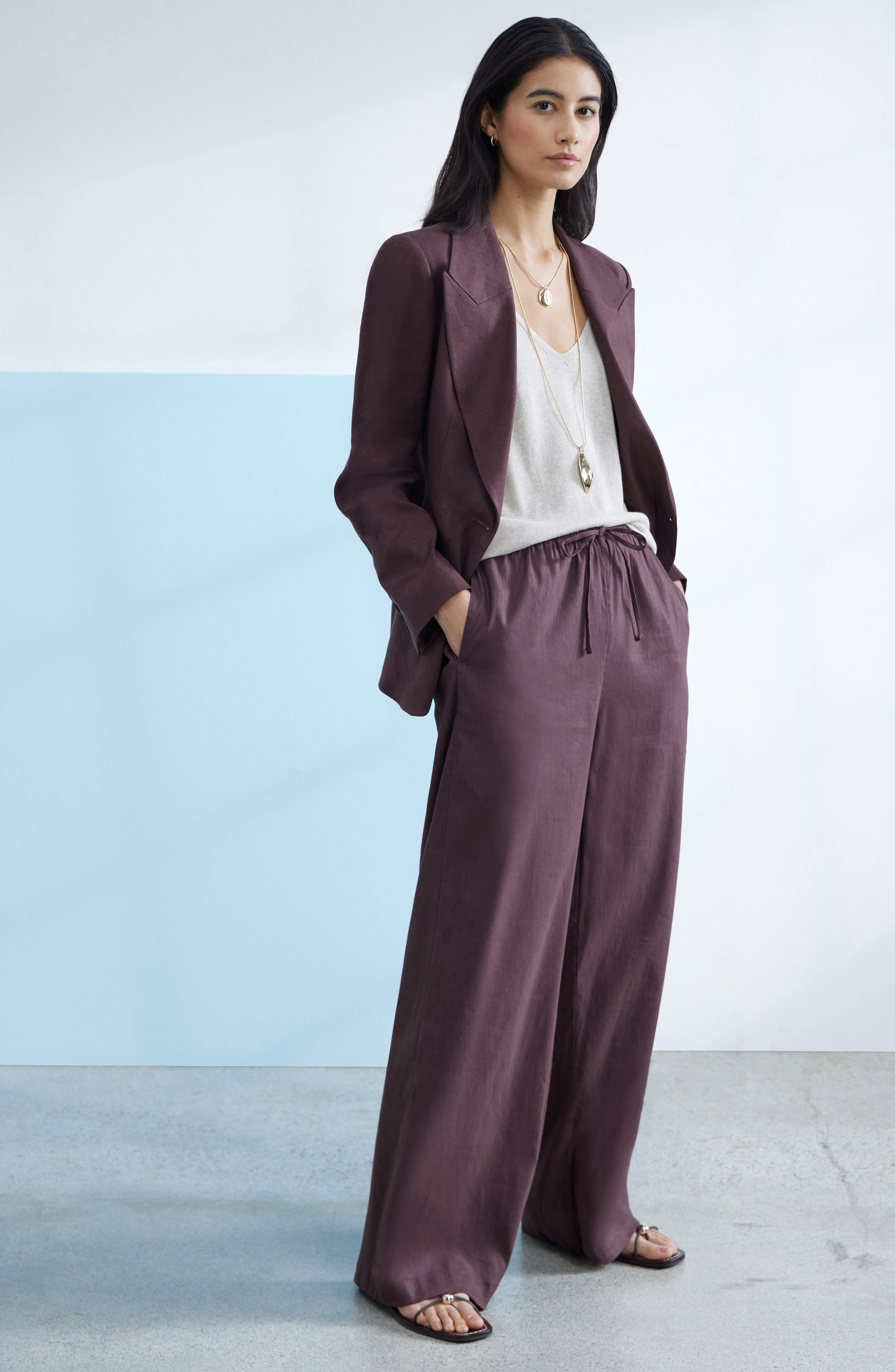 Linen Blend Drawstring Pants - image 2