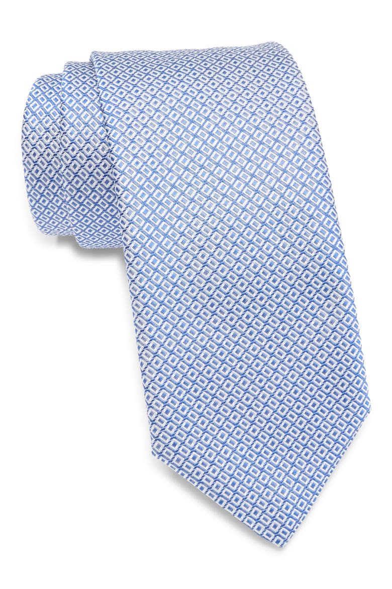 Grid Silk Blend Tie, Main, color, LIGHT/ PASTEL BLUE