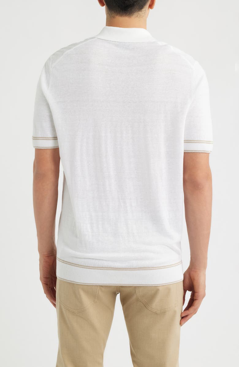 BOSS Norberto Linen Blend Short Sleeve Sweater, Alternate, color, White