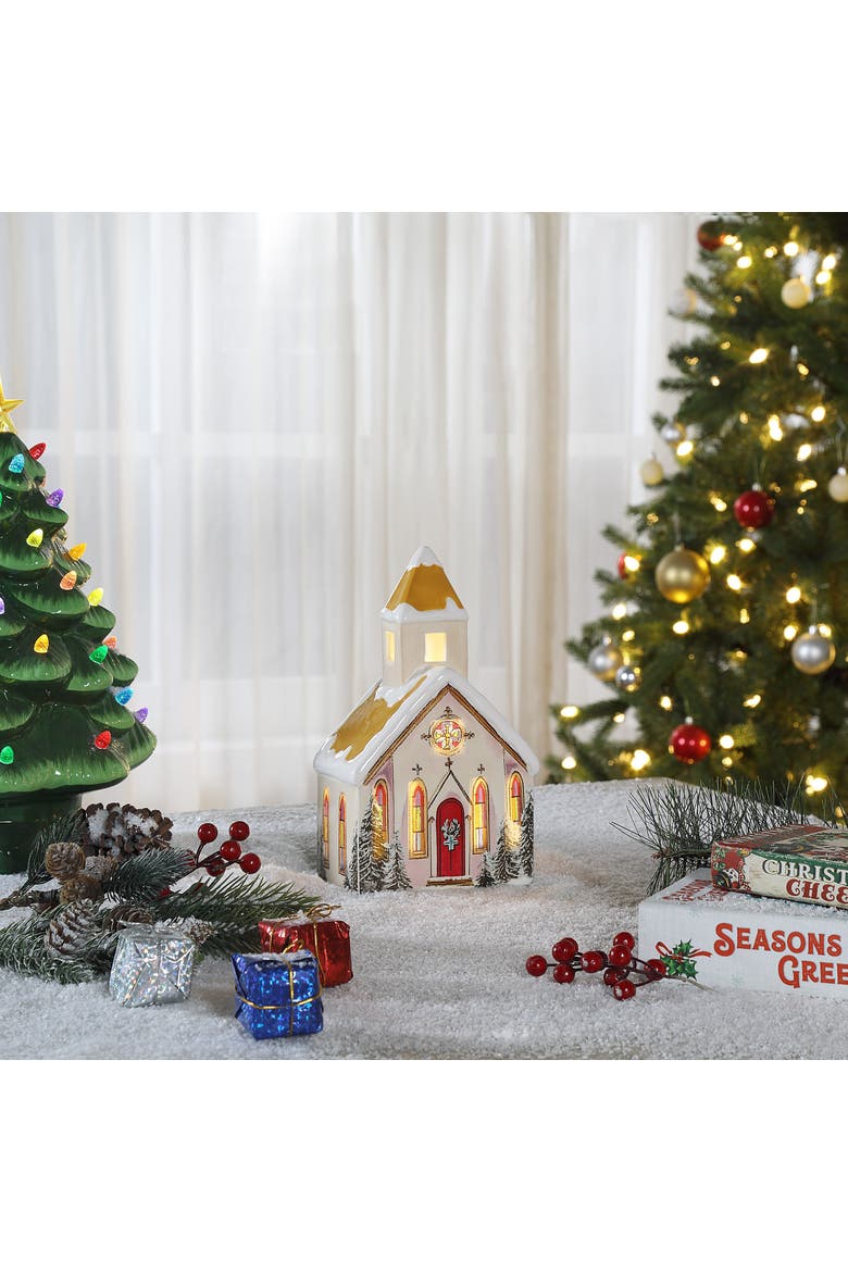 9 in. Vintage Ceramic Village - Church, Alternate, color, Multicolored