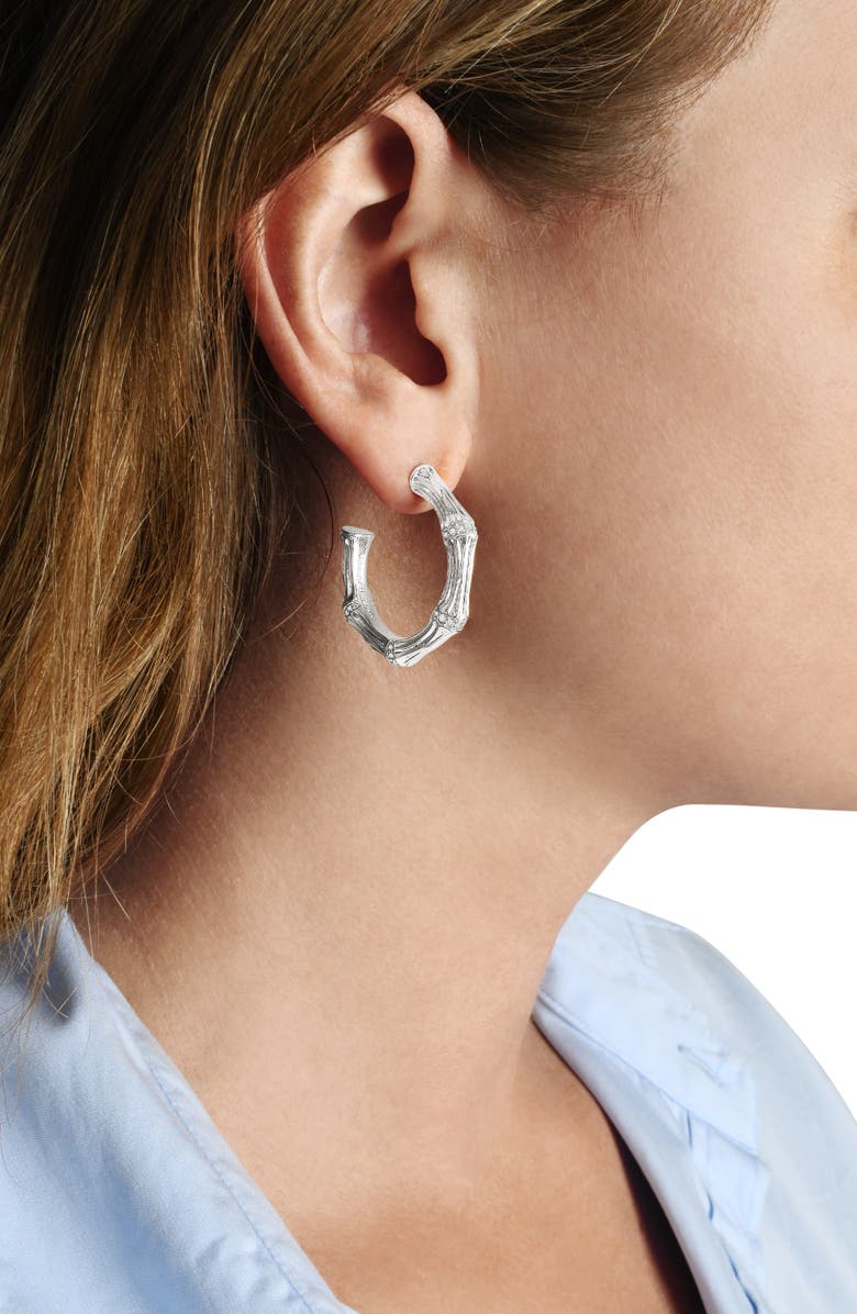 Anabel Aram Jewelry Medium Bamboo Hoop Earrings, Alternate, color, Sterling Silver Plated