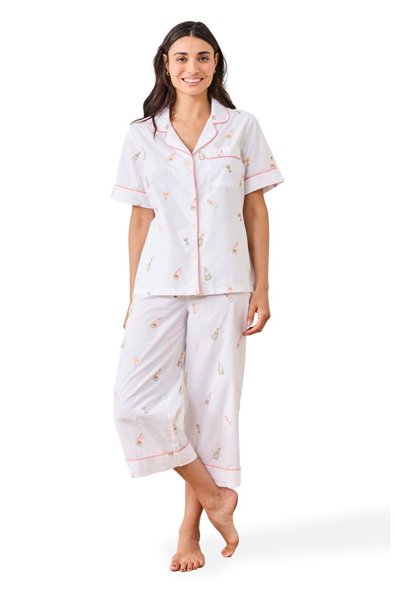 Short Sleeve Top & Cropped Pants Set, Main, color, Cloud