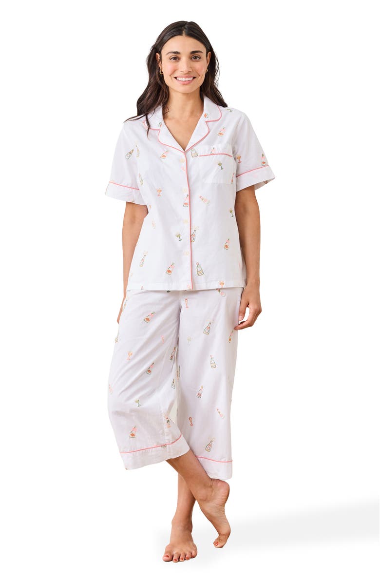 Printfresh Short Sleeve Top and Cropped Pants Set, Main, color, Cloud