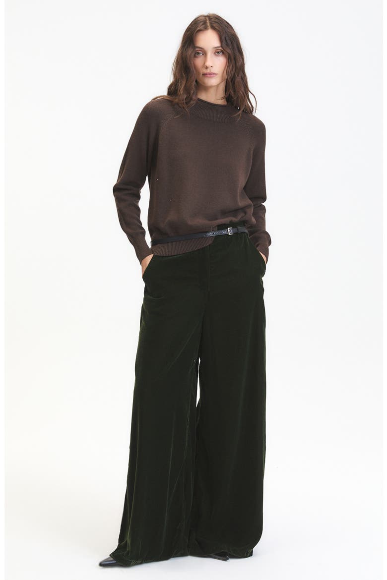 Daisy Velvet Wide Leg Pants, Alternate, color, BASIL GREEN