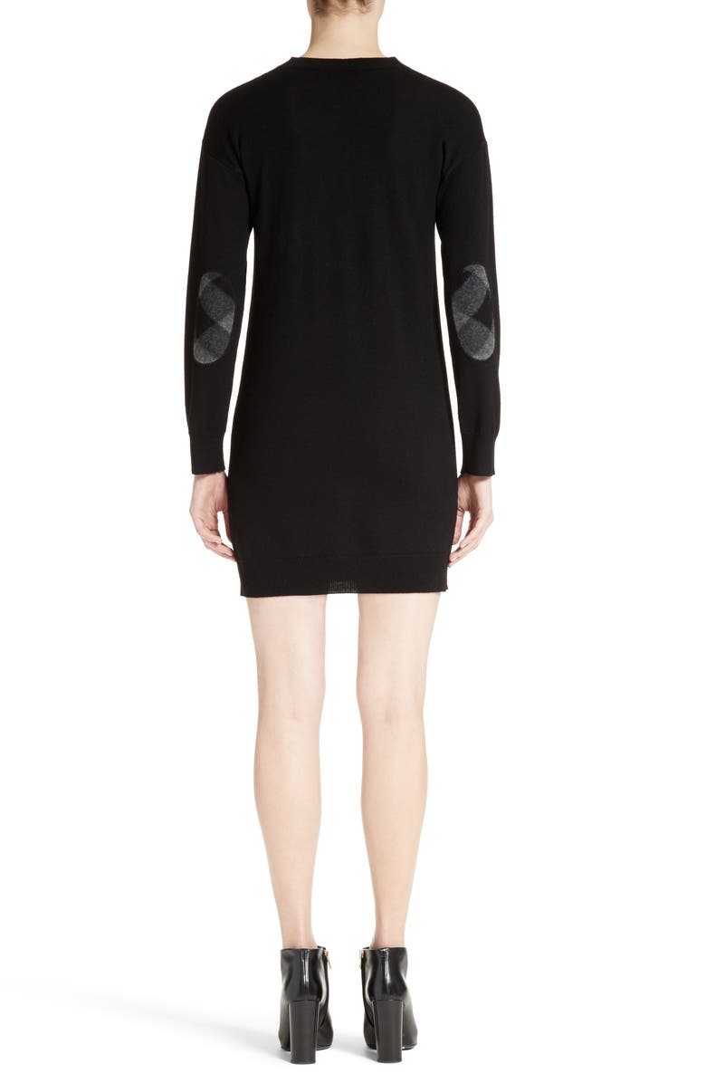 Burberry Alewater Elbow Patch Merino Wool Dress, Alternate, color,