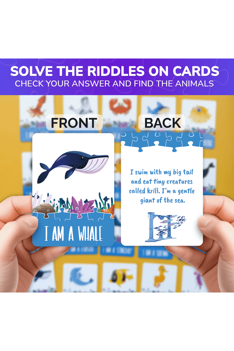 Kids Jigsaw Puzzles - 70 & 150 Piece Search & Find Riddle Puzzles with Flashcards, Alternate, color, RiddlePuzzle 70 Ocean