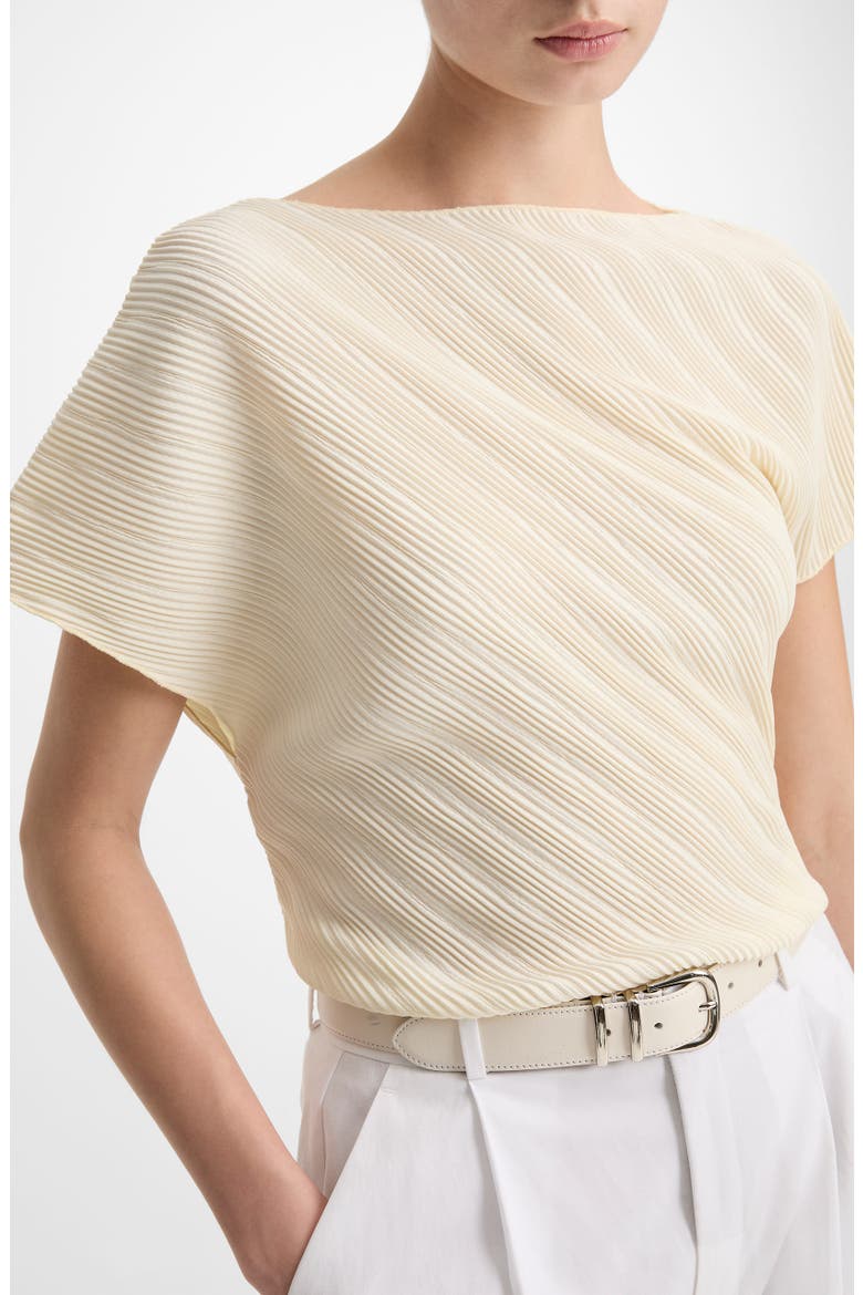 Diagonal Pleat Satin Top, Alternate, color, PORCELAIN