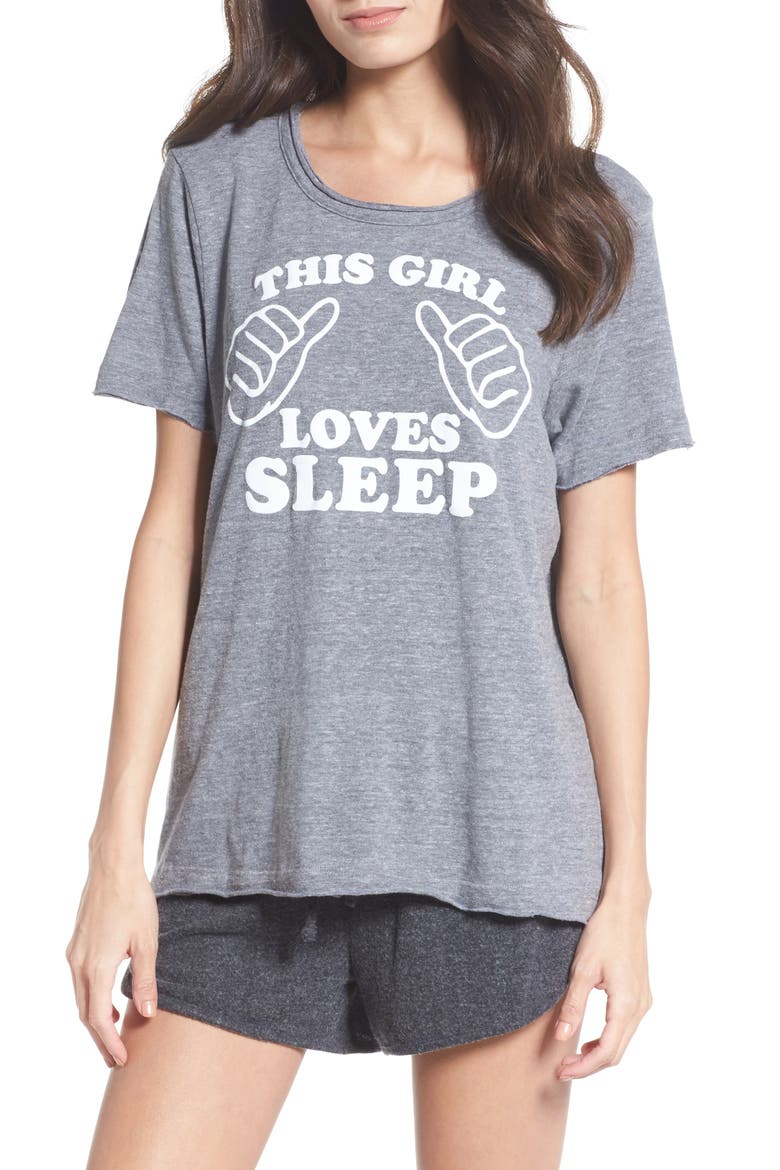 This Girl Loves Sleep Tee, Main, color, STREAKY GREY