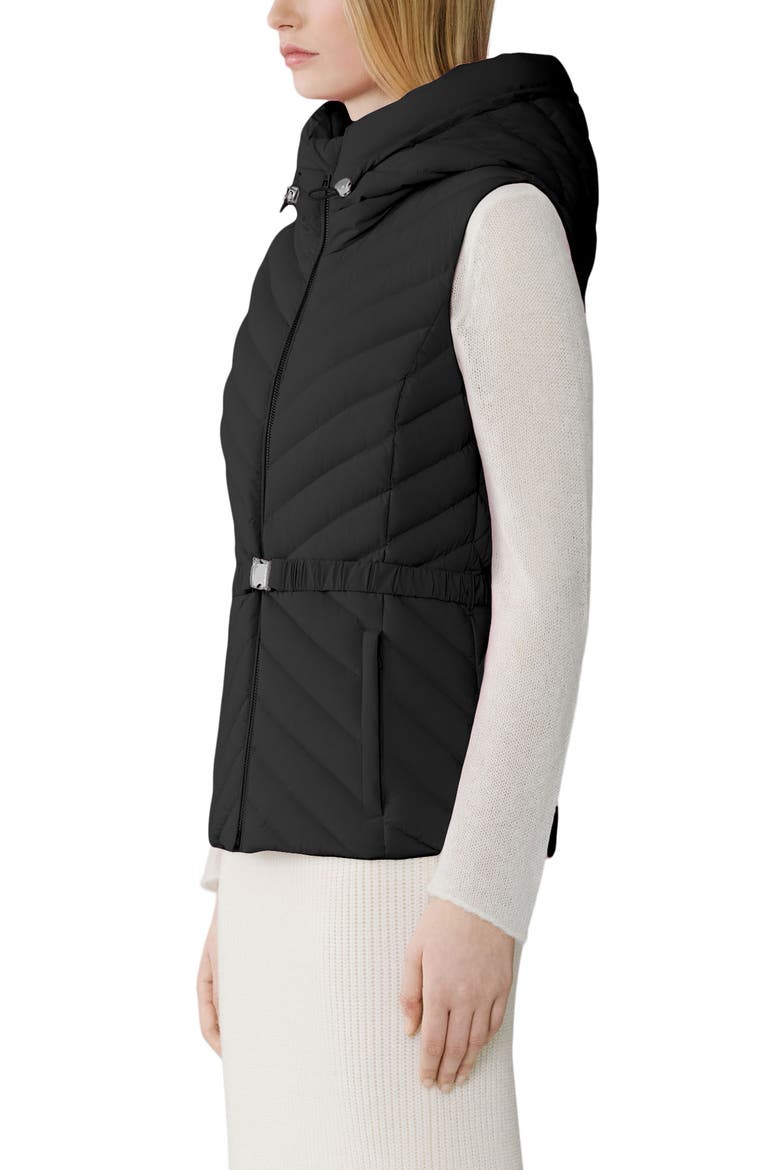 Estelle Water Resistant 700 Fill Power Hooded Down Vest, Alternate, color, BLACK