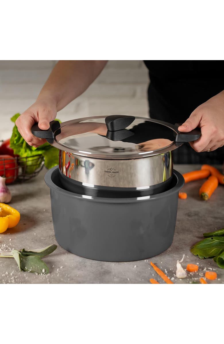 Kuhn Rikon Hotpan Stainless Steel Cooking Pot with Insulated Bowl, 3.2-Quart, Alternate, color, Gray