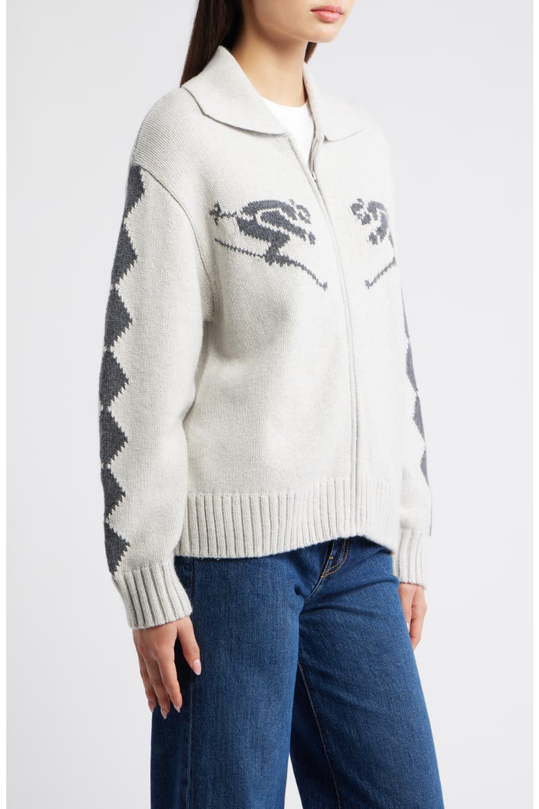 Rhea Ski Graphic Cardigan, Alternate, color, POWDER GREY