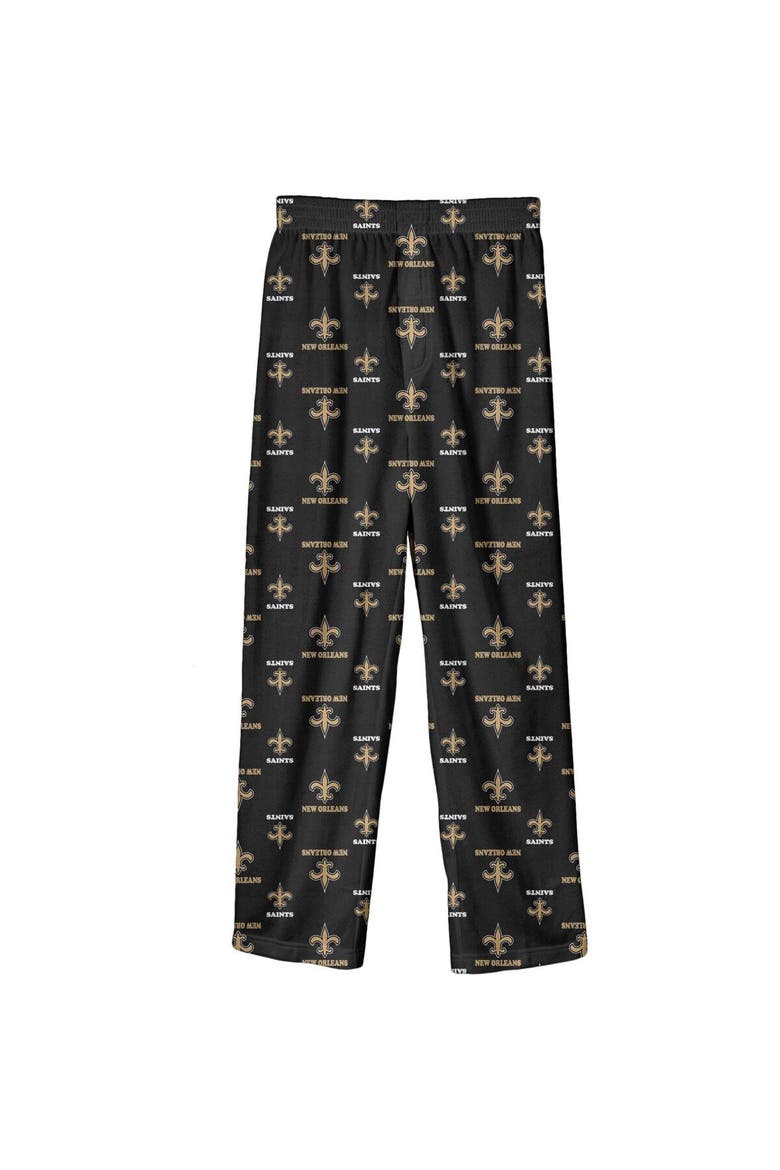 Youth Black New Orleans Saints Team-Colored Printed Pajama Pants, Main, color, Black