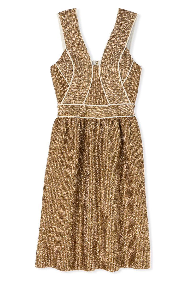Sparkle Stretch Sequin Knit Dress, Alternate, color, GOLD