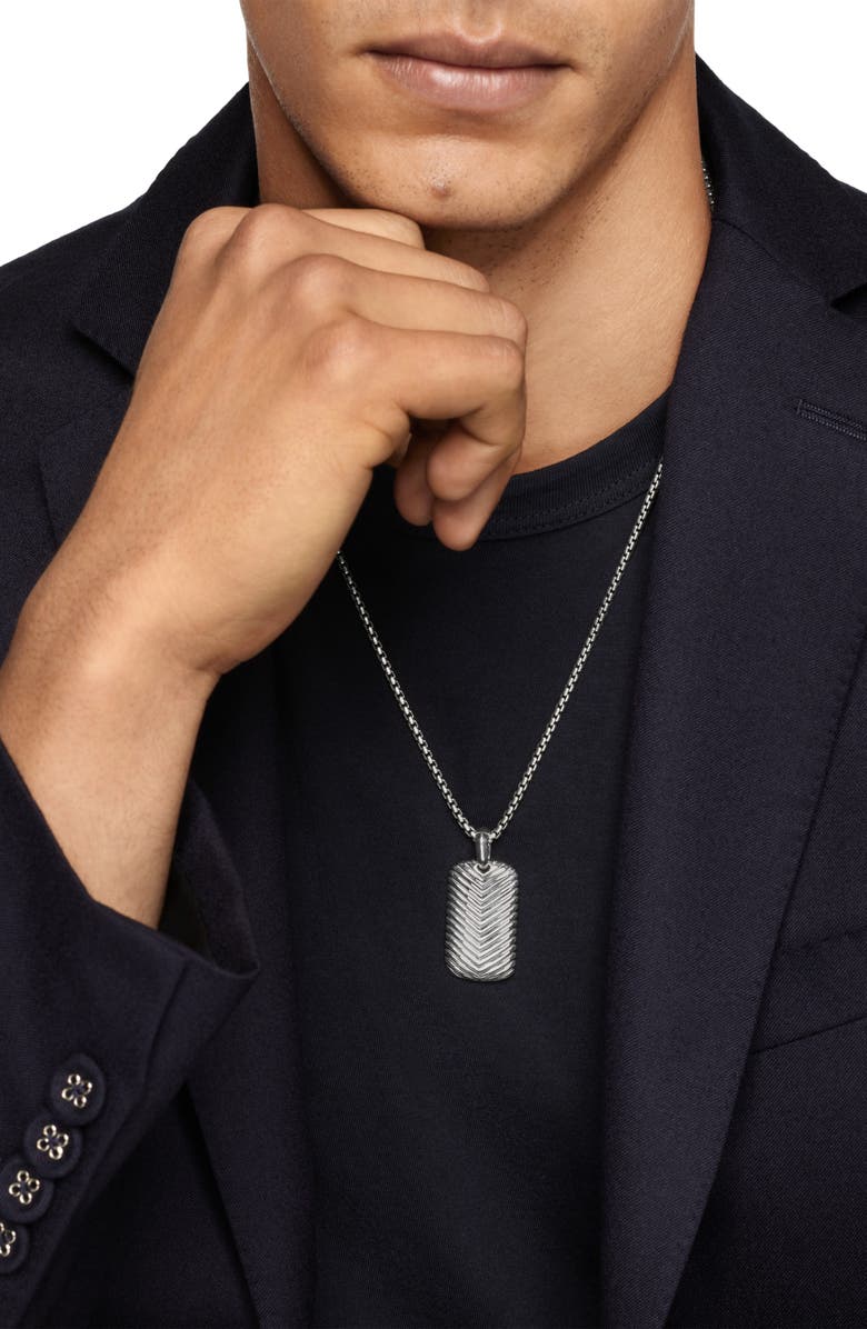 David Yurman Men's Chevron Tag in Black Titanium, 34mm, Alternate, color, Black