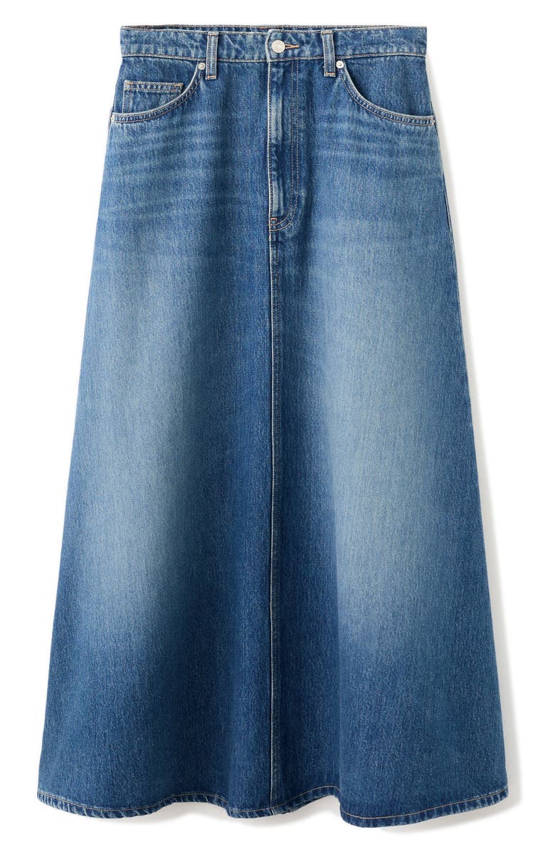 MANGO A-Line Denim Midi Skirt, Alternate, color,