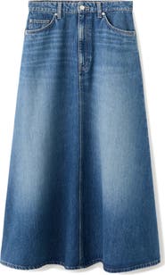 MANGO A-Line Denim Midi Skirt