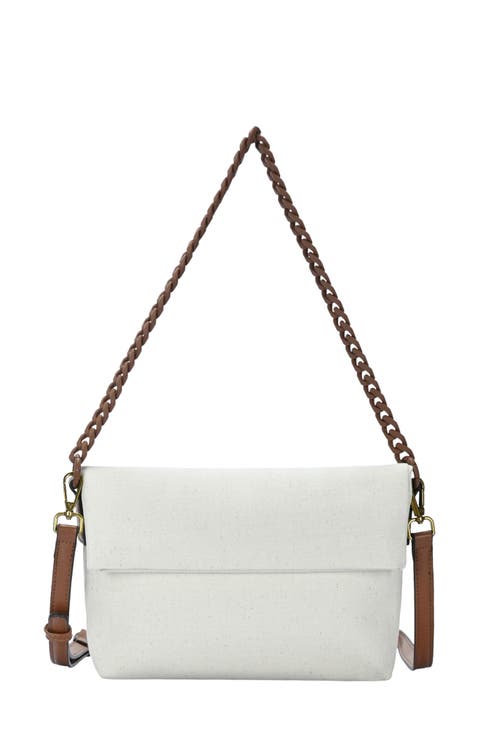 Cotton Canvas Flap Shoulder Bag