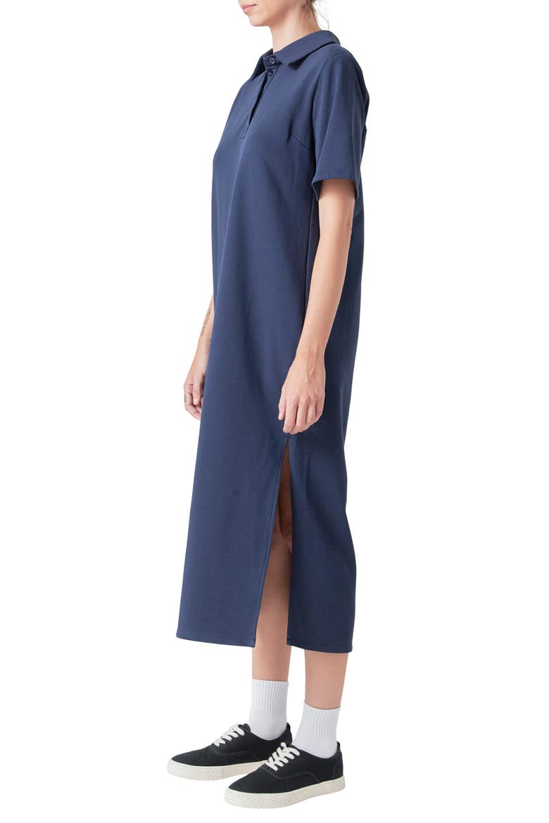 Polo Midi Dress, Alternate, color, NAVY