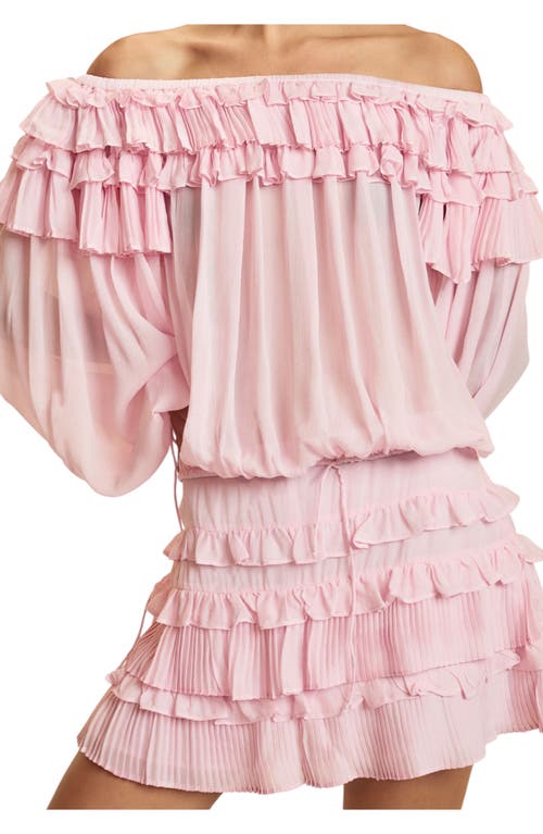 Cynthia Rowley Off Shoulder Ruffle Blouse In Pink