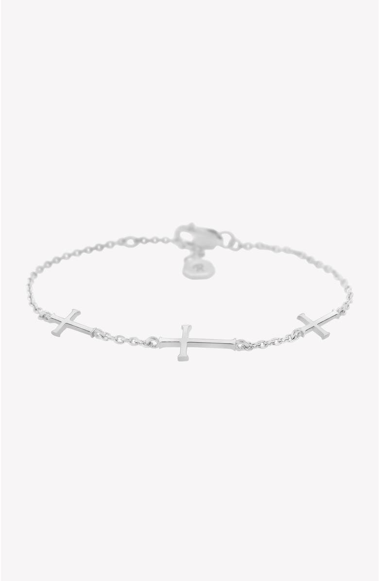 Rizen Jewelry Calvary Cross Bracelet, Main, color, Sterling Silver