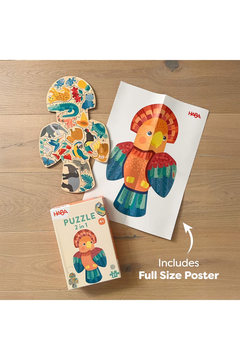Wooden Puzzle Parrot - 2 in 1 Reversible Puzzle, Alternate, color, Multi