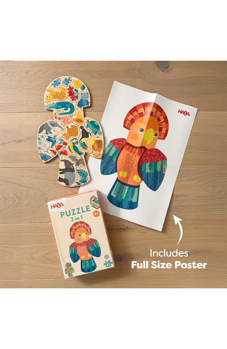 HABA Wooden Puzzle Parrot - 2 in 1 Reversible Puzzle, Alternate, color, Multi