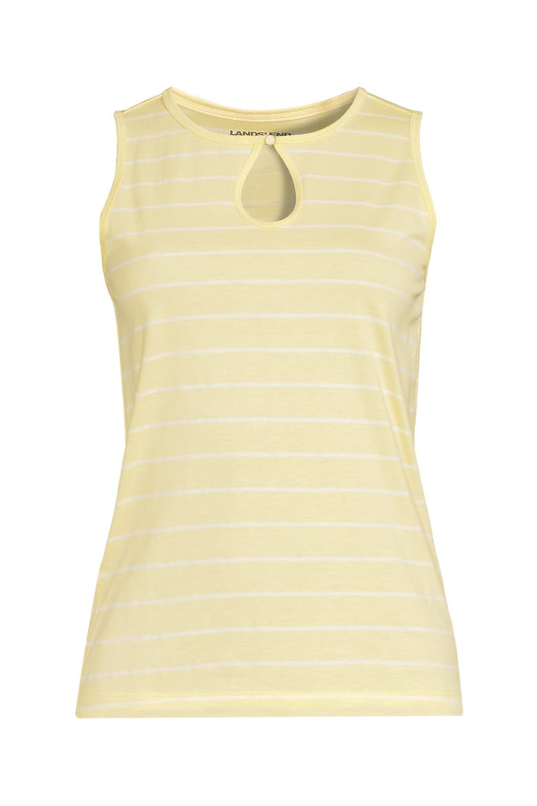Plus Size Supima Keyhole Tank, Alternate, color, Pale Yellow/Ivory Stripe