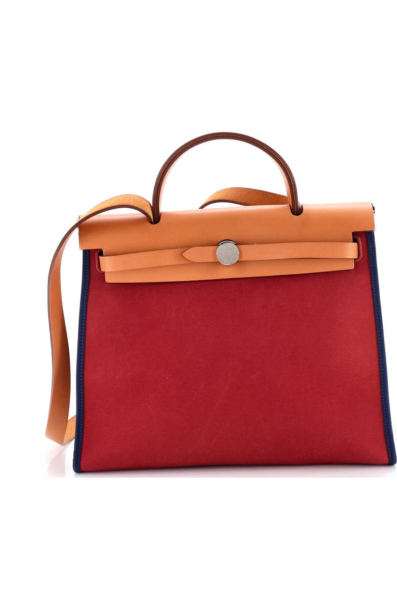 Pre-Owned Hermes Herbag Zip Leather and Toile 31, Main, color, Rubis