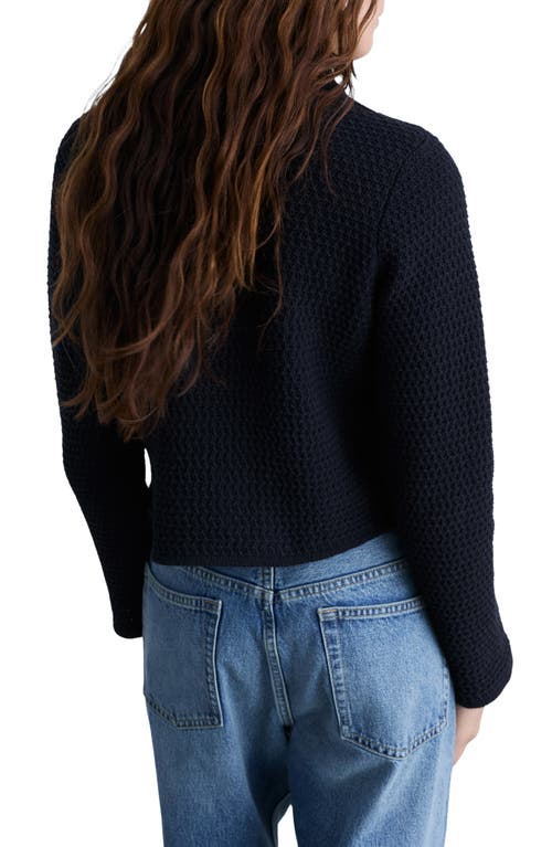 Mango Double Breasted Knit Blazer In Navy