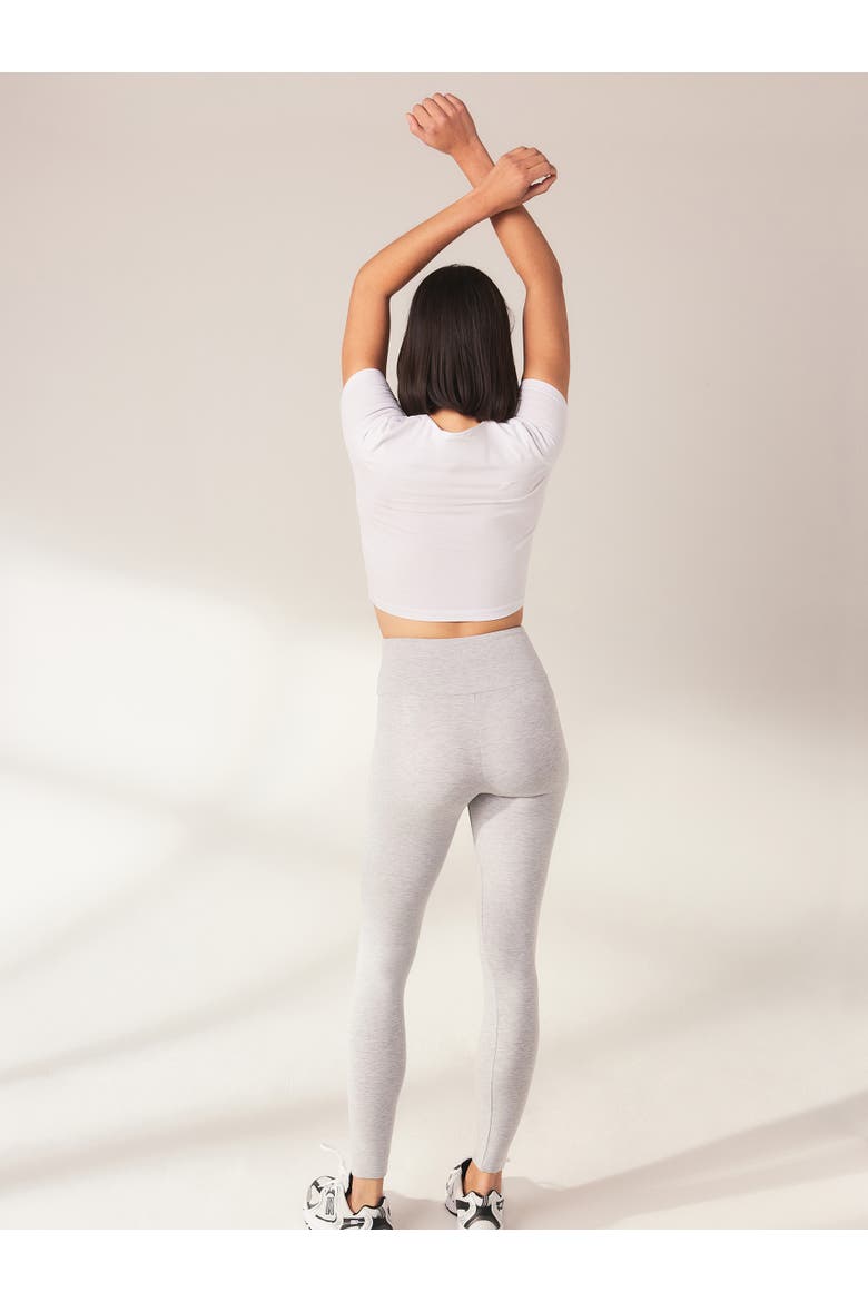 Petite Lightweight High Waisted Leggings, Alternate, color, Light Grey Marl