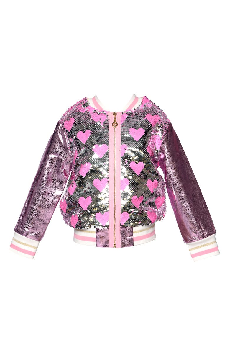 Baby Sara Kids' Heart Sequin Jacket, Main, color, Pink Multi