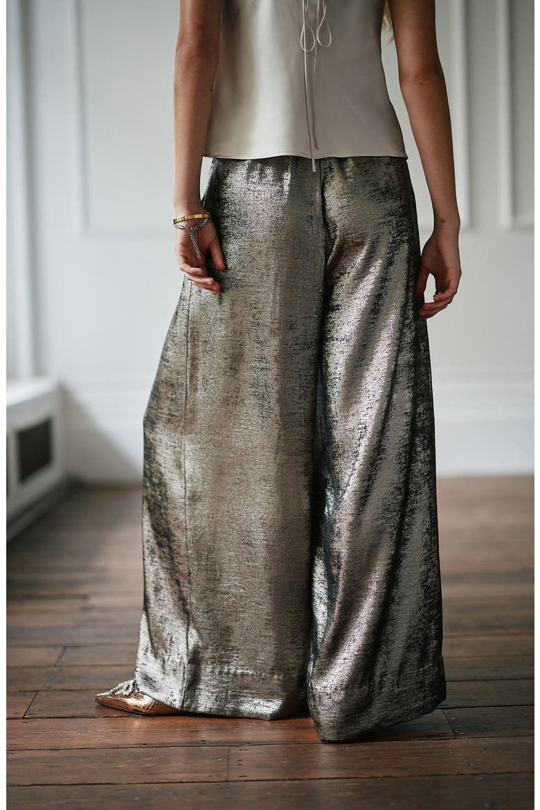 Wide Leg Metallic Pants, Alternate, color, CHAMPAGNE GOLD
