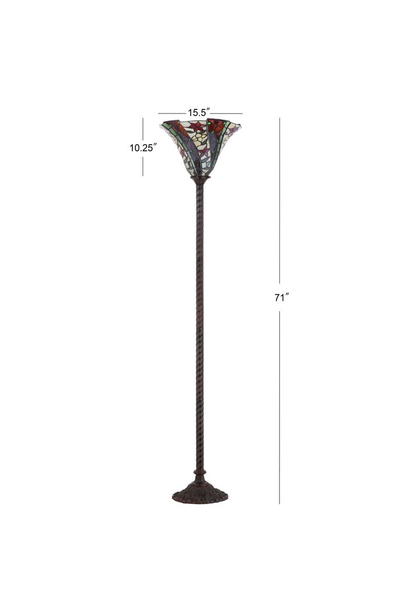 JONATHAN Y Williams Tiffany-Style 71" Torchiere LED Floor Lamp, Bronze, Alternate, color, Bronze